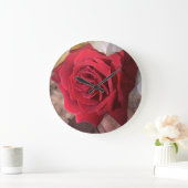 美しい赤いバラ ラージ壁時計 (ホーム)