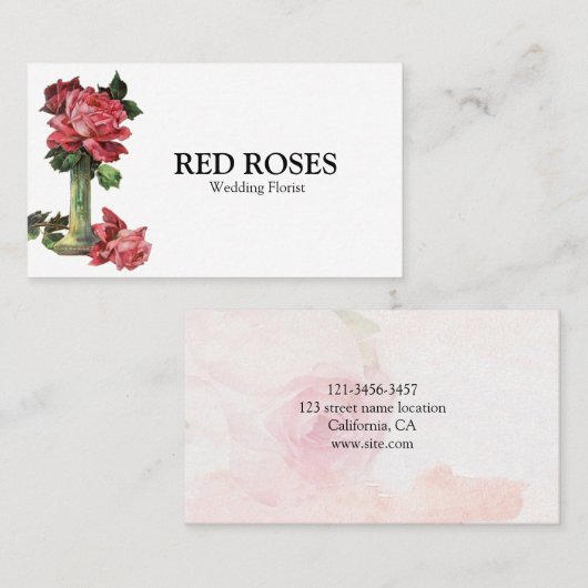 美しい赤いバラ 名刺 (正面/裏面)