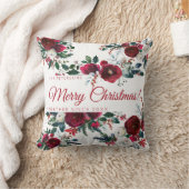 美しい赤いブルゴーニュの水彩牡丹の家族 クッション (ブランケット)