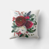美しい赤いブルゴーニュの水彩牡丹の家族 クッション (裏面)