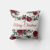 美しい赤いブルゴーニュの水彩牡丹の家族 クッション (正面)