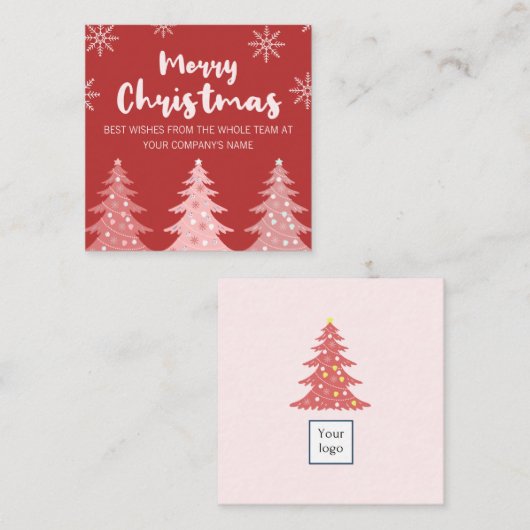 美しい赤いホリデースクエアの名刺 スクエア名刺 (正面/裏面)