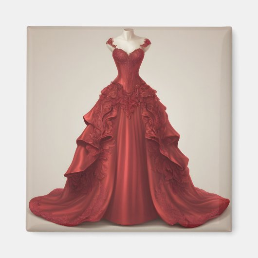 美しい赤いボールガウン マグネット (正面)