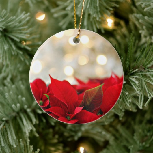 美しい赤いポインセティアスクリスマスオーナメント セラミックオーナメント (ツリー)