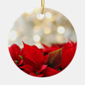 美しい赤いポインセティアスクリスマスオーナメント セラミックオーナメント (正面)