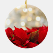 美しい赤いポインセティアスクリスマスオーナメント セラミックオーナメント (裏面)