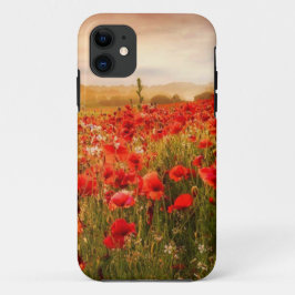 美しい赤いポピーのフィールドケース iPhone 11 ケース