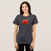 美しい赤いポピー華麗に咲く トライブレンドTシャツ (正面全面)
