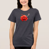 美しい赤いポピー華麗に咲く トライブレンドTシャツ (正面)