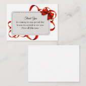 美しい赤いリボンサンキューカード ノートカード (正面/裏面)