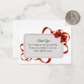美しい赤いリボンサンキューカード ノートカード (正面/裏面インサイチュ)