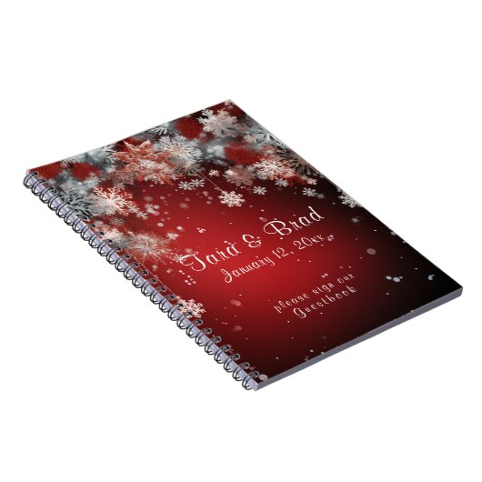 美しい赤い冬の結婚式のゲストブック ノートブック (右側)