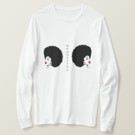 美しい赤い唇アフロTシャツ Tシャツ (デザイン正面)