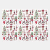 美しい赤い水の色のクリスマスの要素 ラッピングペーパーシート (正面)
