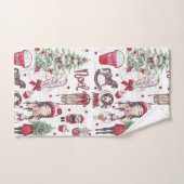 美しい赤い水の色クリスマスファミリー名 バスタオルセット (ハンドタオル)