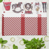 美しい赤い水色のクリスマス キッチンタオル (折り畳み)