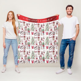 美しい赤い水色のクリスマス フリースブランケット