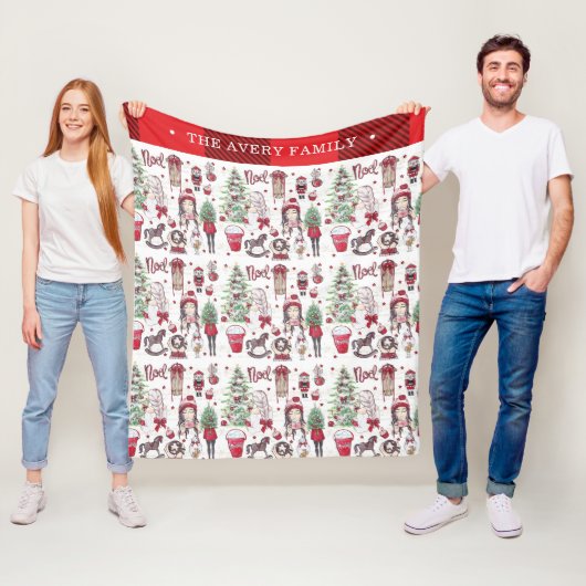 美しい赤い水色のクリスマス フリースブランケット (インサイチュ)