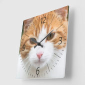 美しい赤い猫 スクエア壁時計 (傾斜)