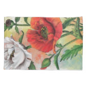 美しい赤い白いケシ枕ケース 枕カバー (裏面)