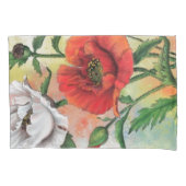 美しい赤い白いケシ枕ケース 枕カバー (正面)