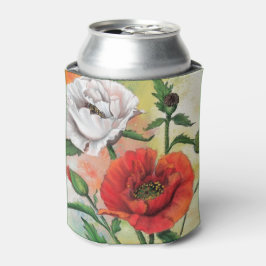 美しい赤い白いケシ – ミグネ絵画ドの芸術 缶クーラー