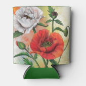 美しい赤い白いケシ – ミグネ絵画ドの芸術 缶クーラー (正面)