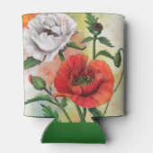 美しい赤い白いケシ – ミグネ絵画ドの芸術 缶クーラー (裏面)