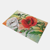 美しい赤い白いポピー絵画ズ – ようこそ –  ドアマット (アングル)