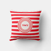 美しい赤い縞模様とハート曼荼羅 クッション (裏面)