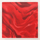 美しい赤い美的グラデーション ガラスコースター (正面)