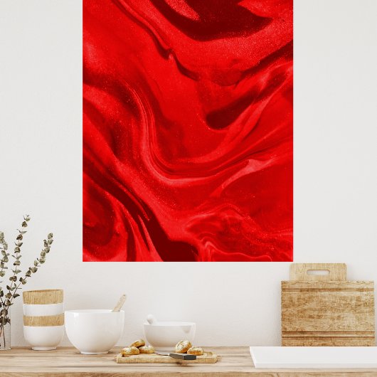 美しい赤い美的グラデーション ポスター (キッチン)
