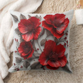 美しい赤い花と離れ花 クッション (ブランケット)