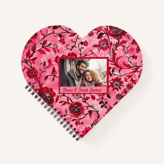 美しい赤い花のカスタムパーソナライズ ノートブック (正面)