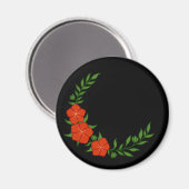 美しい赤い花の三日月冠 マグネット (正面/裏面)