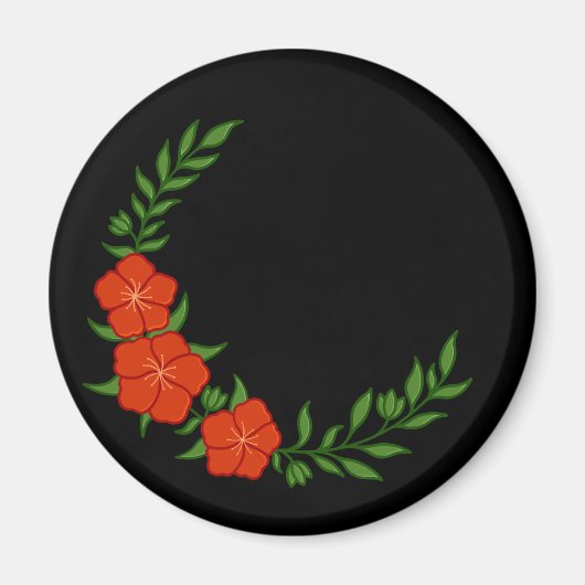 美しい赤い花の三日月冠 マグネット (正面)