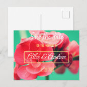 美しい赤い花の日付はがきを保存 案内ポストカード (正面/裏面)