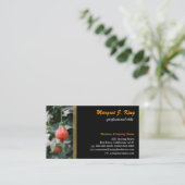 美しい赤い花の緑の名刺。 名刺 (スタンド正面)
