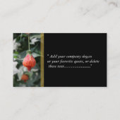 美しい赤い花の緑の名刺。 名刺 (裏面)