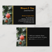 美しい赤い花の緑の名刺。 名刺 (正面/裏面)