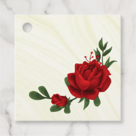 美しい赤い花の緑葉 フェイバータグ