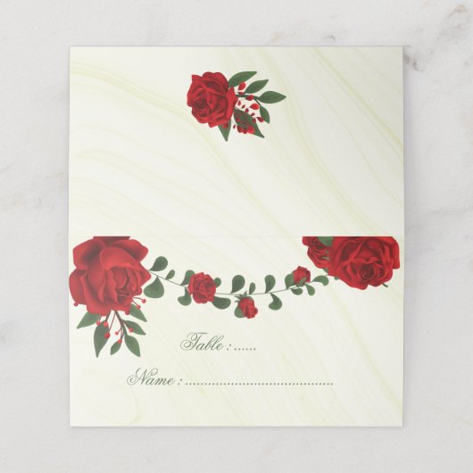 美しい赤い花の緑葉 プレイスカード (外部開封)