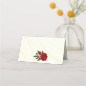 美しい赤い花の緑葉 プレイスカード (裏面)