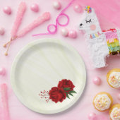 美しい赤い花の緑葉 ペーパープレート (パーティー)