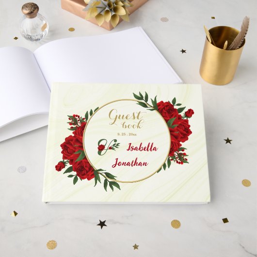 美しい赤い花の緑 ゲストブック (正面見開き)