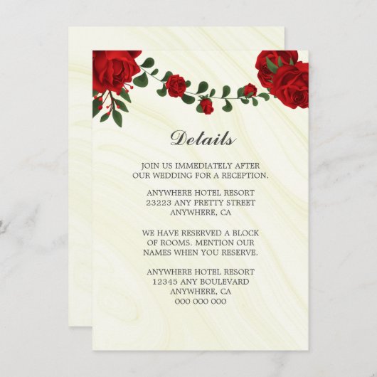 美しい赤い花緑の詳細 エンクロージャーカード (正面/裏面)