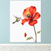 美しい赤い花 キャンバスプリント (インサイチュ (ウッドフロア))