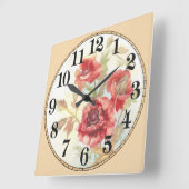 美しい赤い花 スクエア壁時計 (傾斜)