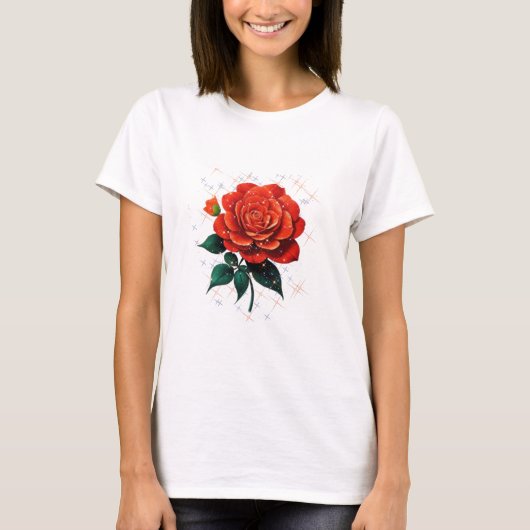 美しい赤い花Tシャツ Tシャツ (正面)