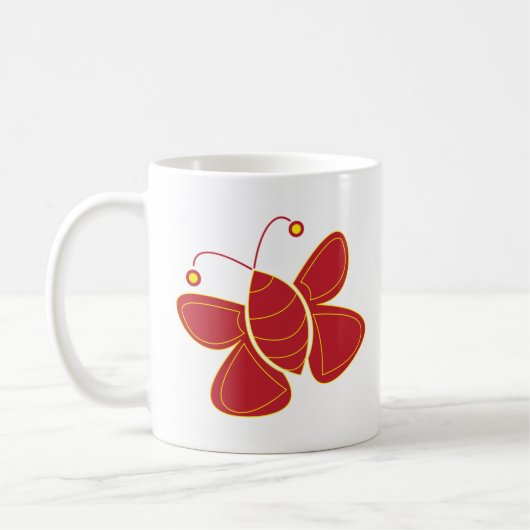 美しい赤い蝶 コーヒーマグカップ (左)